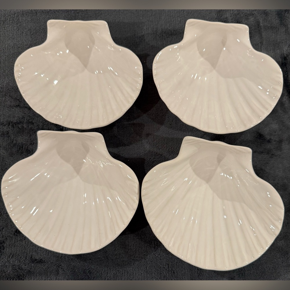 4 Sur La Table white, shell bowls. 5.5”